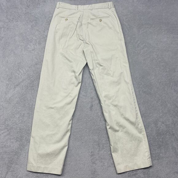 Perry Ellis Pants Mens 32x32 Beige Straight Leg Cotton Lyocell Flat Front Casual - Picture 7 of 8